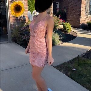 Elegant Pink Sequin Dress
